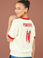 Yumi Cream Chilli Cotton Knitted Top - Image 3 of 5