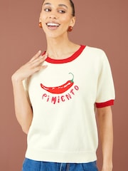 Yumi Cream Chilli Cotton Knitted Top - Image 5 of 5