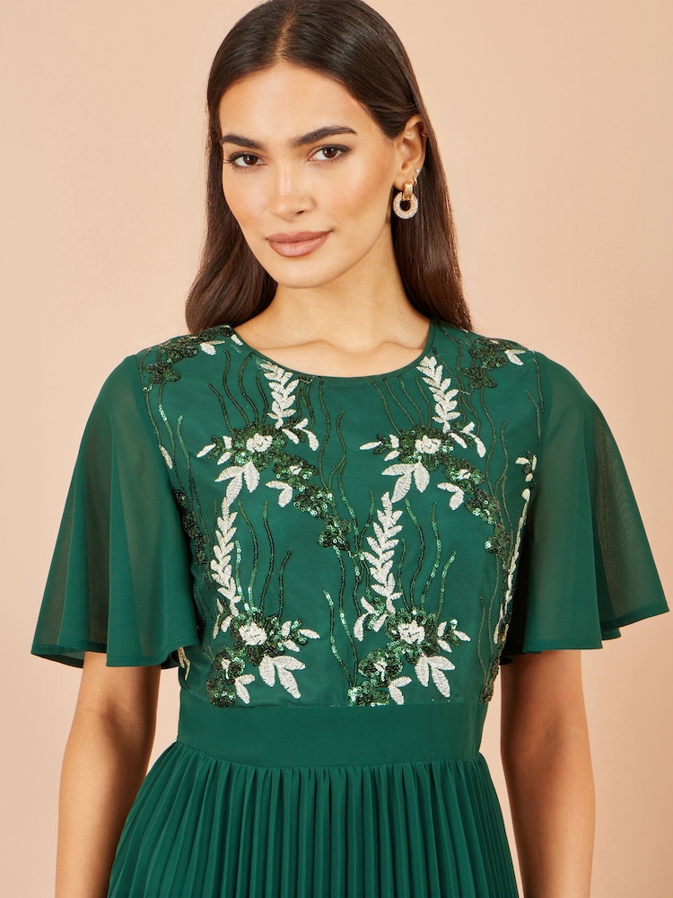 embroidered pleated midi dress Pleated embroidered cotton-faille midi dress - white