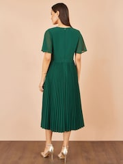 Yumi Green Sequin Embroidered Pleated Midi Dress - Image 4 of 5