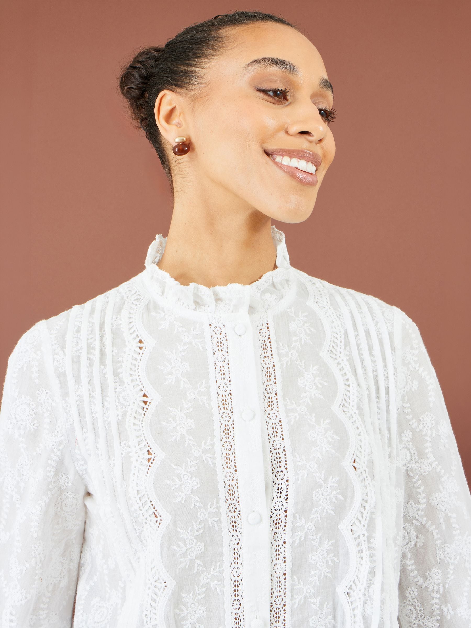 Next：日本 Yumi Cotton Shirt With Lace Details from Next Japan