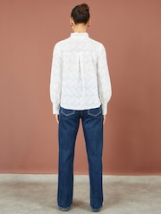 Yumi White Cotton Shirt With Lace Details - Image 4 of 5