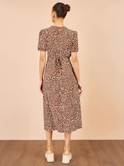 Yumi Brown Spot Midi Dress With Split Hemline - Image 4 of 5
