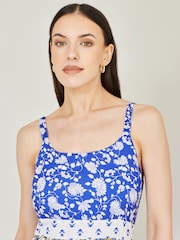 Yumi Blue Patchwork Print Tiered Maxi Dress - Image 3 of 5