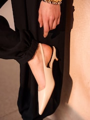 Mint Velvet Grey Kat Leather Slingback Heels - Image 1 of 6