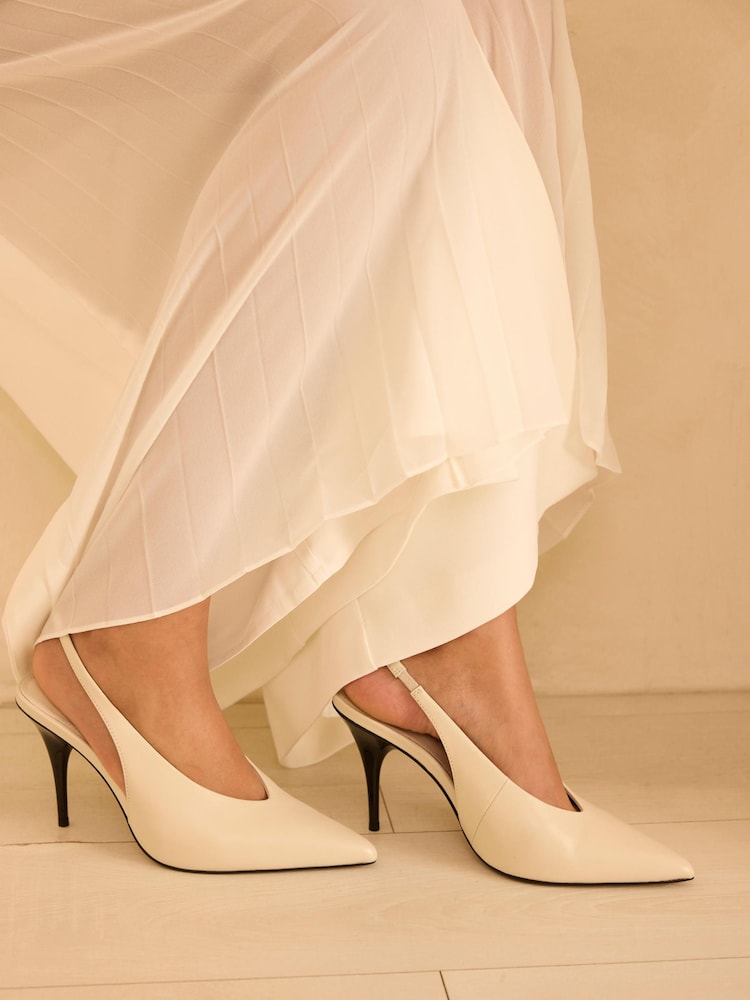 Mint Velvet Grey Kat Leather Slingback Heels - Image 2 of 6