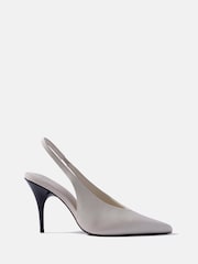 Mint Velvet Grey Kat Leather Slingback Heels - Image 3 of 6