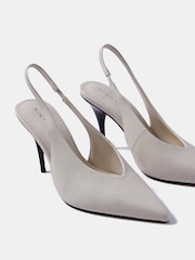 Mint Velvet Grey Kat Leather Slingback Heels - Image 4 of 6