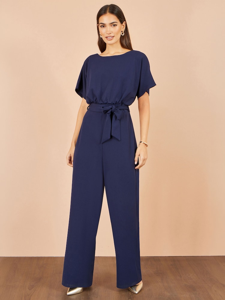 Yumi Blue Batwing Stretch Jumpsuit - Image 1 of 4 Yumi Blue Batwing Stretch Jumpsuit - Image 1 of 4