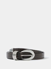 Mint Velvet Brown Leather Croc Textured Belt - Image 1 of 3