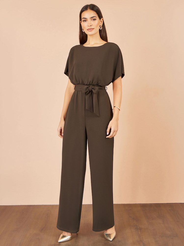 Yumi Brown Batwing Stretch Jumpsuit - Image 1 of 4 Yumi Brown Batwing Stretch Jumpsuit - Image 1 of 4
