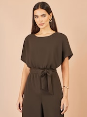 Yumi Brown Batwing Stretch Jumpsuit - Image 2 of 4