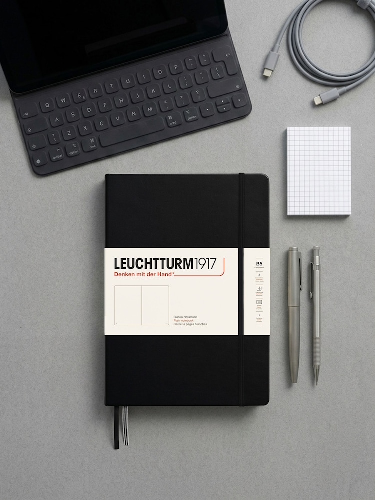 LEUCHTTURM1917 Black Composition B5 Hardcover Plain Notebook - Image 1 of 5 LEUCHTTURM1917 Black Composition B5 Hardcover Plain Notebook - Image 1 of 5