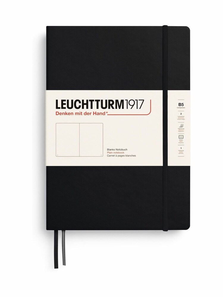 LEUCHTTURM1917 Black Composition B5 Hardcover Plain Notebook - Image 2 of 5 LEUCHTTURM1917 Black Composition B5 Hardcover Plain Notebook - Image 2 of 5