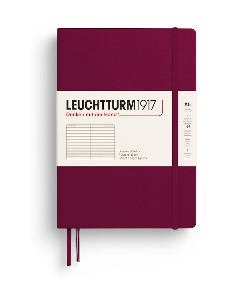 LEUCHTTURM1917 Port Red Medium A5 Hardcover Ruled Notebook - Image 2 of 8