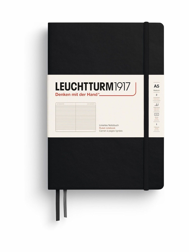 LEUCHTTURM1917 Black Medium A5 Hardcover Ruled Notebook - Image 2 of 8 LEUCHTTURM1917 Black Medium A5 Hardcover Ruled Notebook - Image 2 of 8