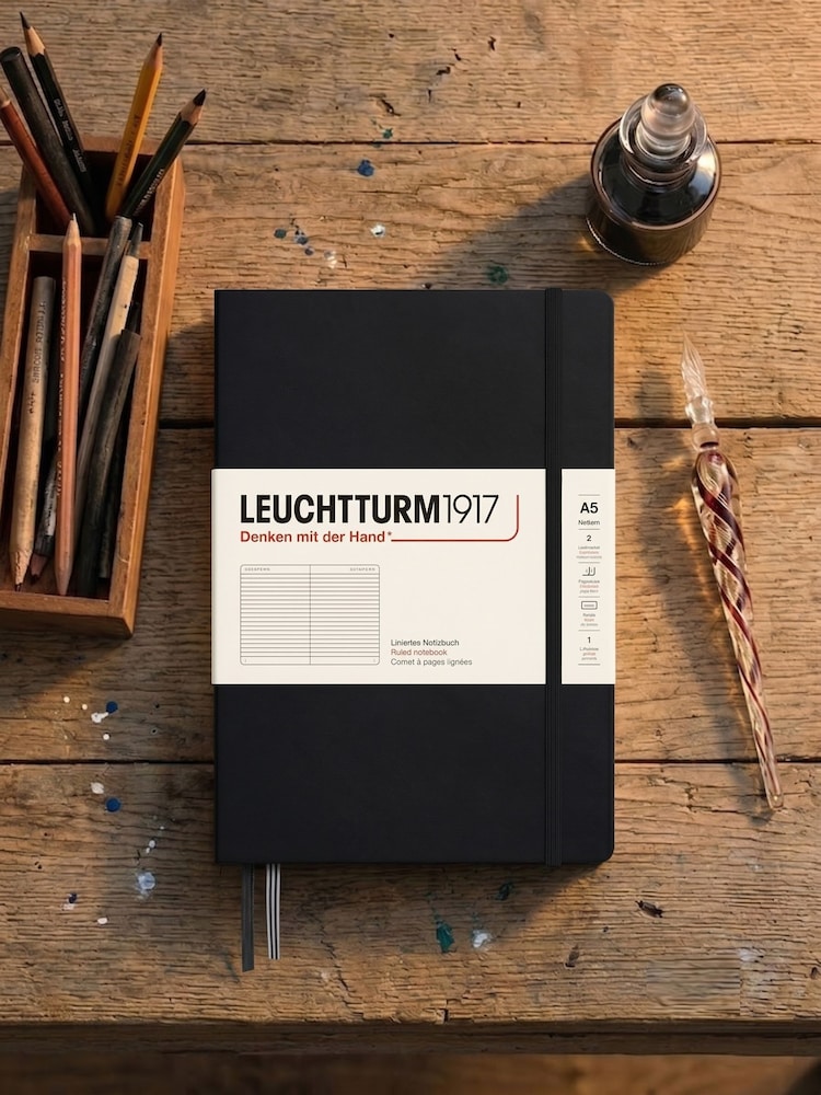 LEUCHTTURM1917 Black Medium A5 Hardcover Ruled Notebook - Image 8 of 8 LEUCHTTURM1917 Black Medium A5 Hardcover Ruled Notebook - Image 8 of 8