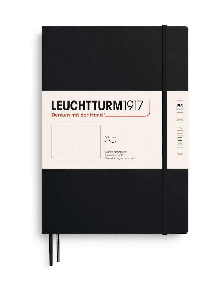 LEUCHTTURM1917 Black Composition B5 Softcover Plain Notebook - Image 2 of 8 LEUCHTTURM1917 Black Composition B5 Softcover Plain Notebook - Image 2 of 8