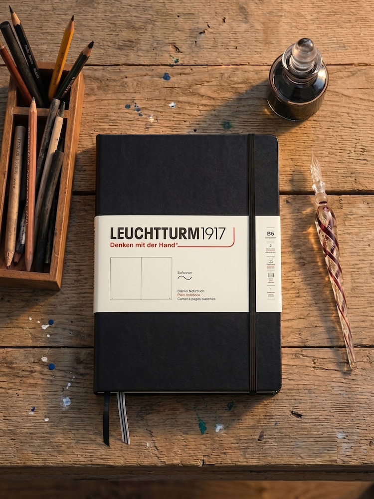LEUCHTTURM1917 Black Composition B5 Softcover Plain Notebook - Image 8 of 8 LEUCHTTURM1917 Black Composition B5 Softcover Plain Notebook - Image 8 of 8