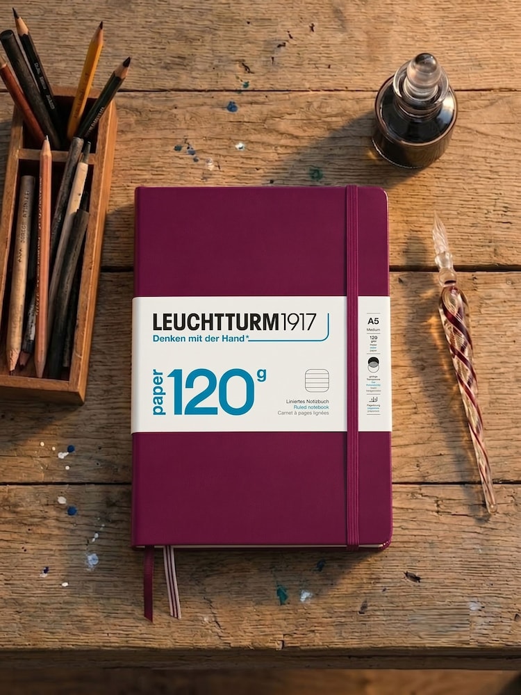 LEUCHTTURM1917 Port Red 120G Edition Medium A5 Hardcover Ruled Notebook - Image 8 of 8 LEUCHTTURM1917 Port Red 120G Edition Medium A5 Hardcover Ruled Notebook - Image 8 of 8
