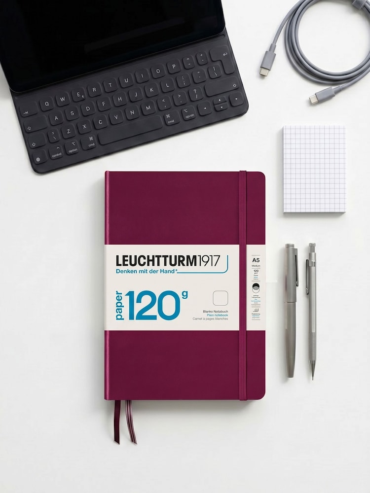 LEUCHTTURM1917 Port Red 120G Edition Medium A5 Hardcover Plain Notebook - Image 1 of 8 LEUCHTTURM1917 Port Red 120G Edition Medium A5 Hardcover Plain Notebook - Image 1 of 8