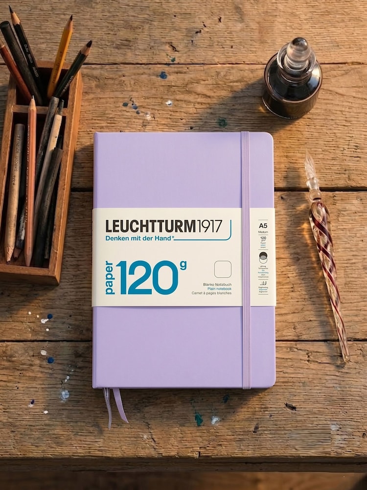 LEUCHTTURM1917 Lilac 120G Edition Medium A5 Hardcover Plain Notebook - Image 8 of 8 LEUCHTTURM1917 Lilac 120G Edition Medium A5 Hardcover Plain Notebook - Image 8 of 8