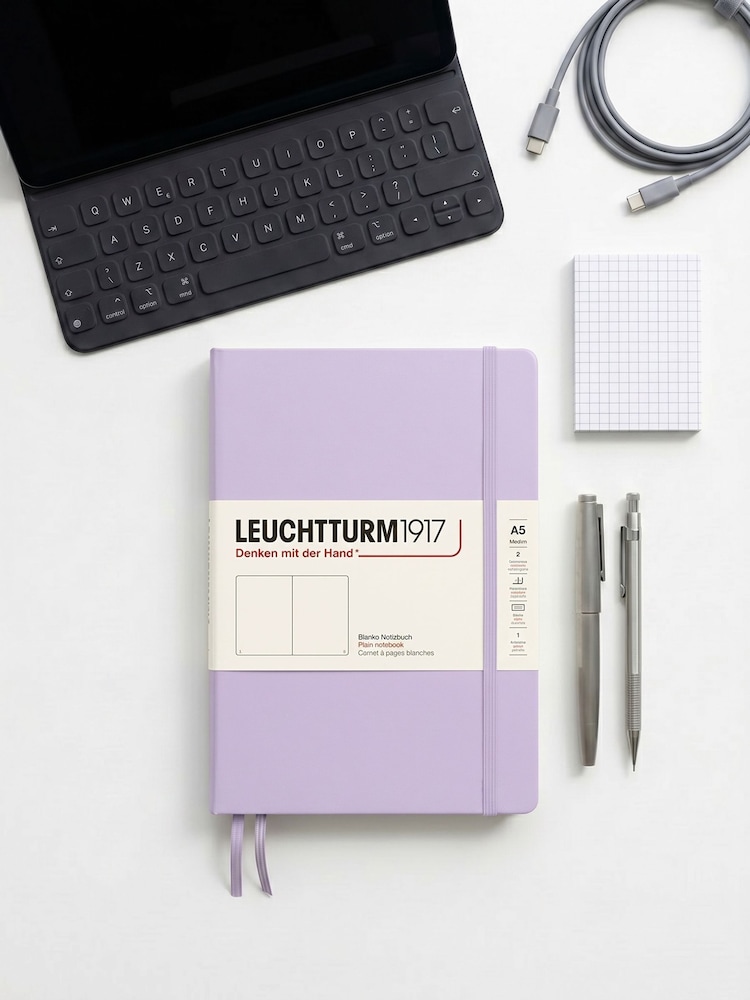 LEUCHTTURM1917 Lilac Medium A5 Hardcover Plain Notebook - Image 1 of 8 LEUCHTTURM1917 Lilac Medium A5 Hardcover Plain Notebook - Image 1 of 8