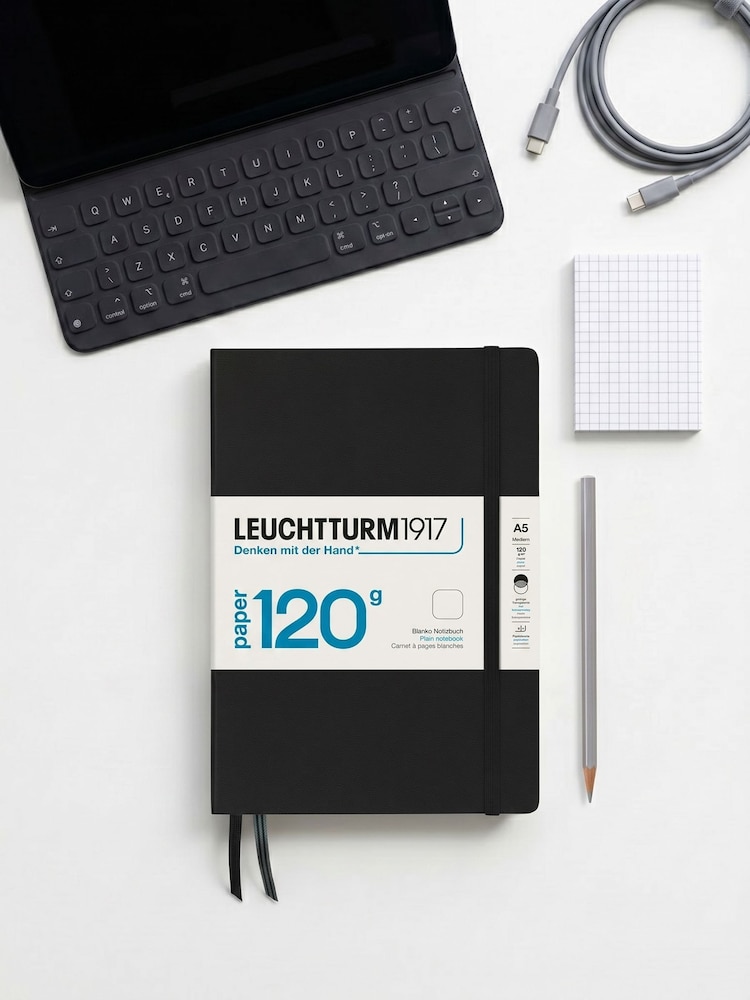 LEUCHTTURM1917 Black 120G Edition Medium A5 Hardcover Plain Notebook - Image 1 of 8 LEUCHTTURM1917 Black 120G Edition Medium A5 Hardcover Plain Notebook - Image 1 of 8