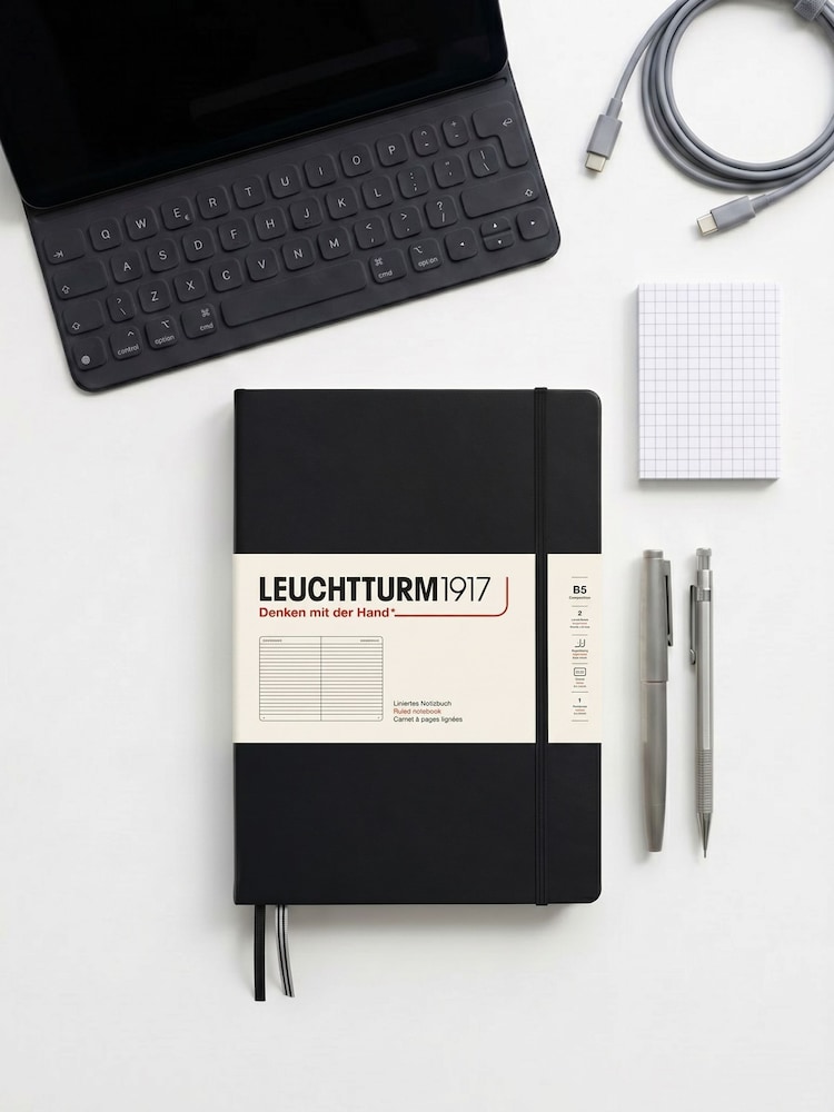 LEUCHTTURM1917 Black Composition B5 Hardcover Ruled Notebook - Image 1 of 8 LEUCHTTURM1917 Black Composition B5 Hardcover Ruled Notebook - Image 1 of 8