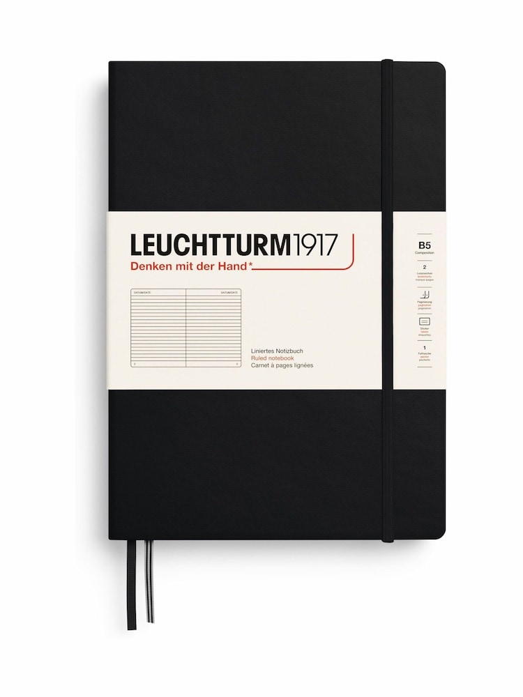 LEUCHTTURM1917 Black Composition B5 Hardcover Ruled Notebook - Image 2 of 8 LEUCHTTURM1917 Black Composition B5 Hardcover Ruled Notebook - Image 2 of 8