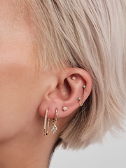 Inicio Gold Tone Chain Stud Hoop Earrings - Image 1 of 4