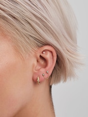 Inicio Gold Tone Chain Stud Hoop Earrings - Image 2 of 4
