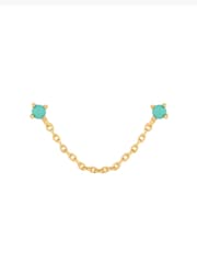 Inicio Gold Tone Chain Stud Hoop Earrings - Image 3 of 4