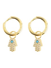 Inicio Gold Hamsa Hand Huggie Hoop Earrings - Image 1 of 4