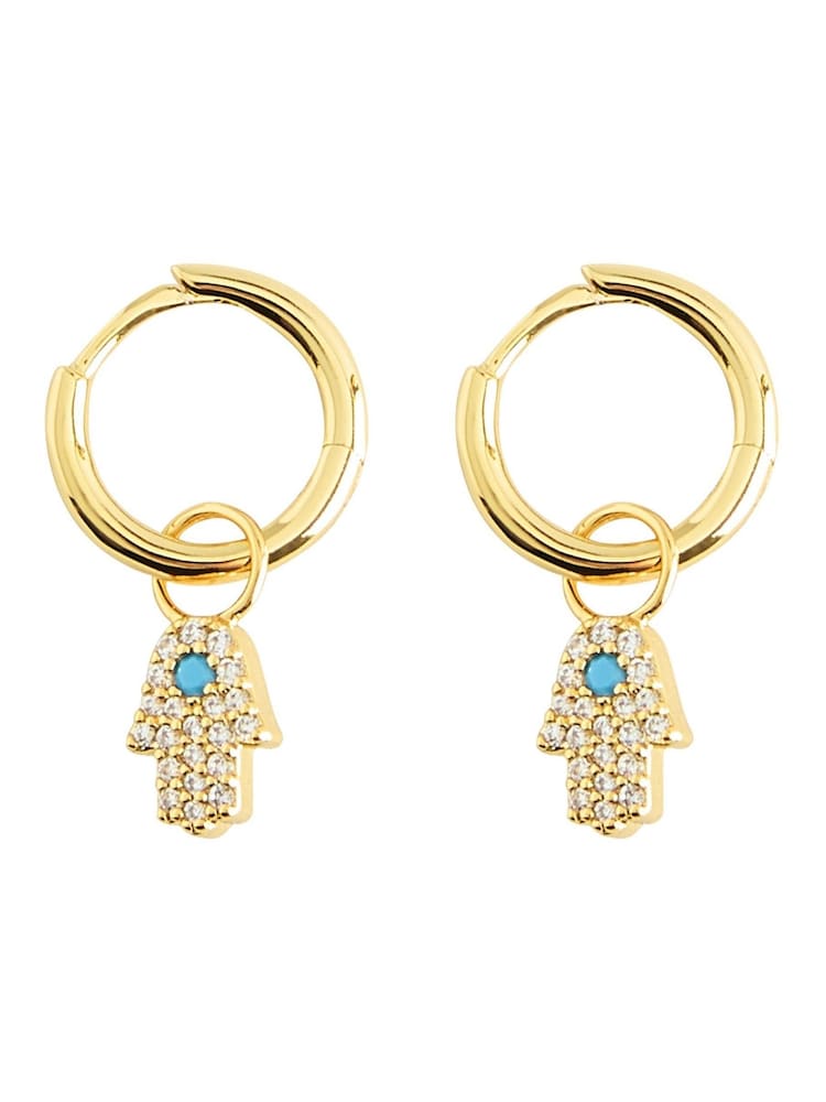 Inicio Gold Hamsa Hand Huggie Hoop Earrings - Image 1 of 4