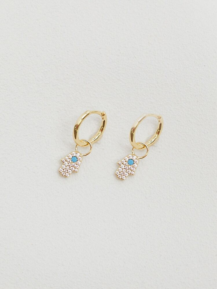Inicio Gold Hamsa Hand Huggie Hoop Earrings - Image 2 of 4