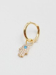 Inicio Gold Hamsa Hand Huggie Hoop Earrings - Image 3 of 4