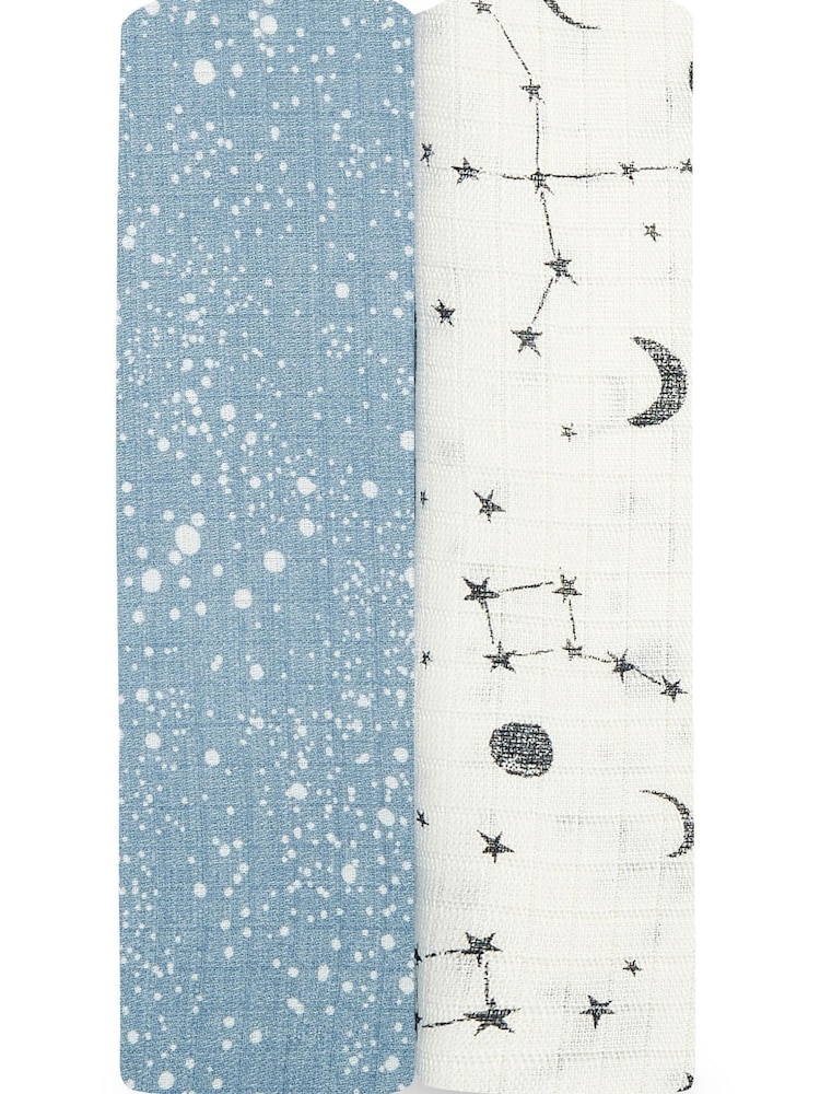 Aden + Anais Essentials Cosmic Galaxy Seidig-weiche Decken im 2er-Pack, Blau - Bild 1 von 1