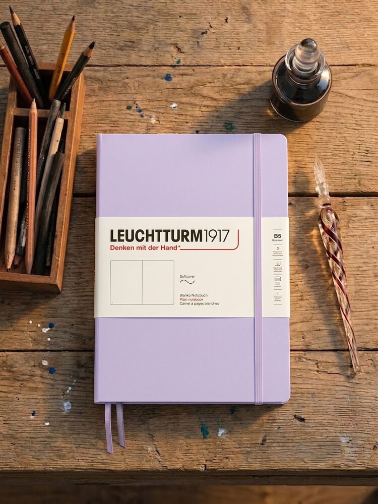 LEUCHTTURM1917 Lilac Composition B5 Softcover Plain Notebook - Image 8 of 8 LEUCHTTURM1917 Lilac Composition B5 Softcover Plain Notebook - Image 8 of 8