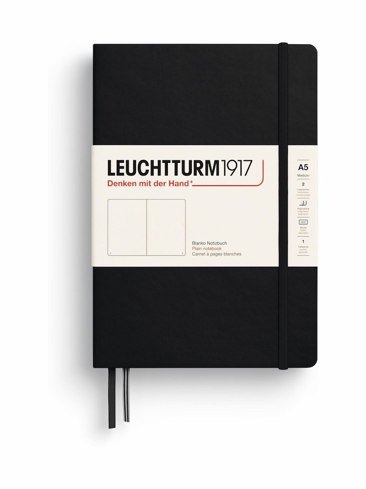 LEUCHTTURM1917 Black Medium A5 Hardcover Plain Notebook - Image 2 of 8 LEUCHTTURM1917 Black Medium A5 Hardcover Plain Notebook - Image 2 of 8