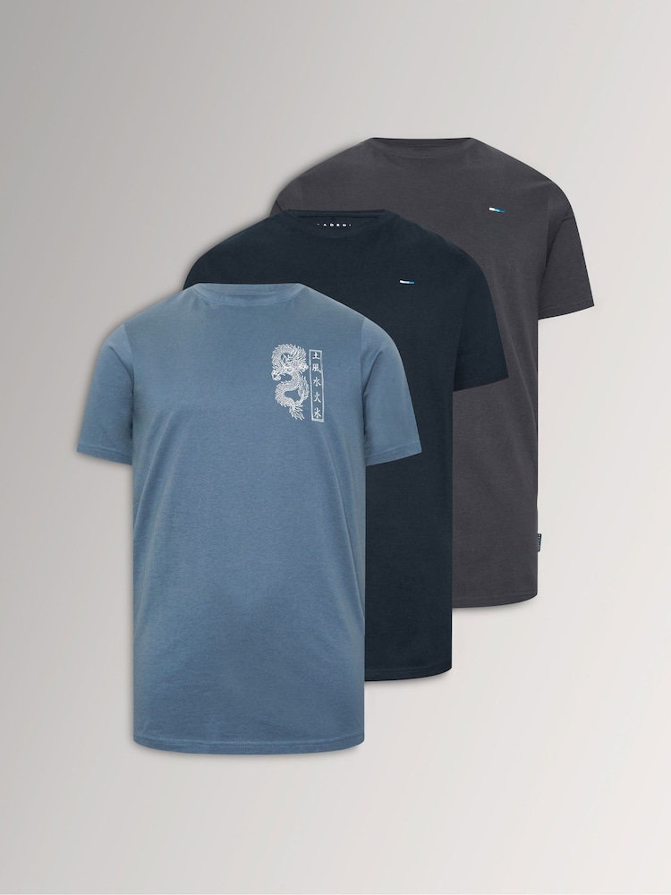 Lot de 3 t-shirts longs BadRhino Big & Tall - Image 1 sur 3
