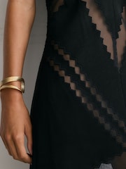 Reiss Black Veronica Lace-Trim Mesh-Detail Maxi Slip Dress - Image 5 of 9