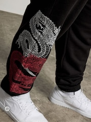 BadRhino Big & Tall Black Japanese Dragon Joggers - Image 4 of 7