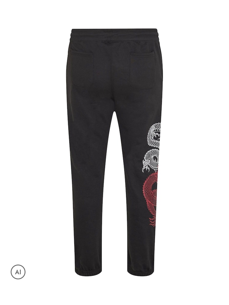 BadRhino Big & Tall Black Japanese Dragon Joggers - Image 7 of 7 BadRhino Big & Tall Black Japanese Dragon Joggers - Image 7 of 7