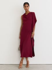 Reiss Emory Drape-Detail Cowl-Neck Midi Dress - Slika 1 od 7