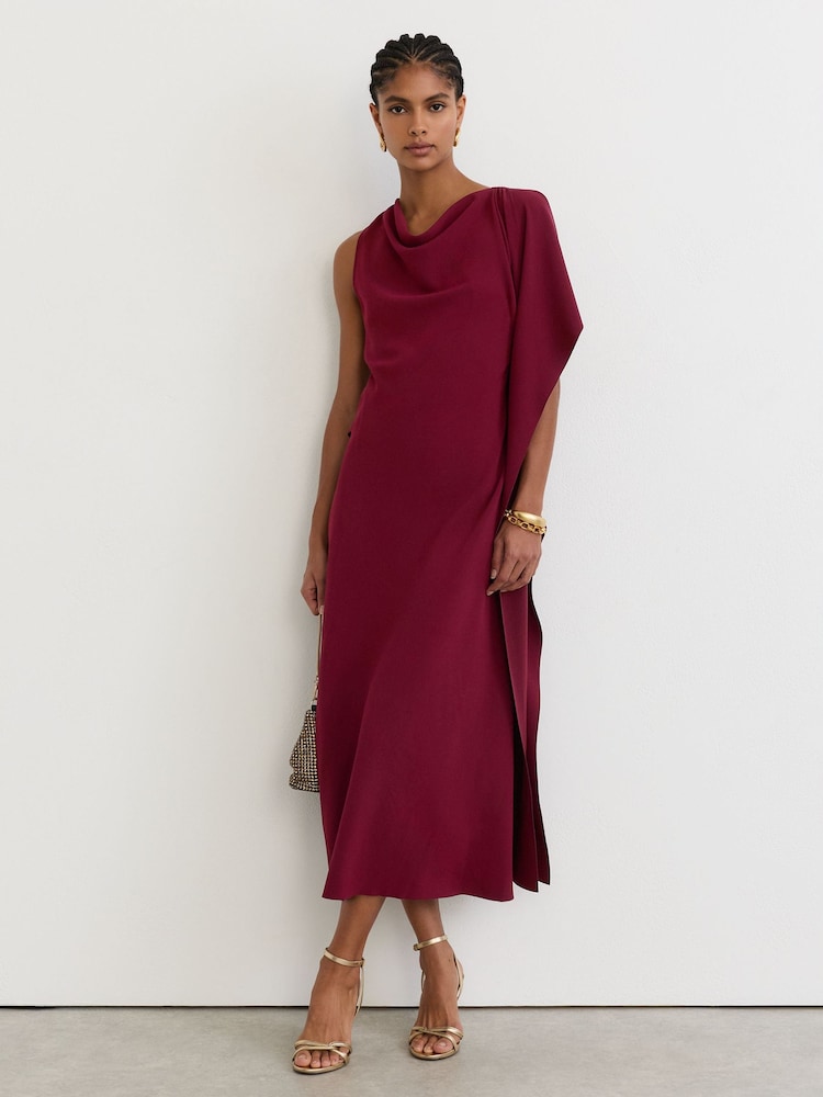 Reiss Emory Drape-Detail Cowl-Neck Midi Dress - Slika 1 od 7