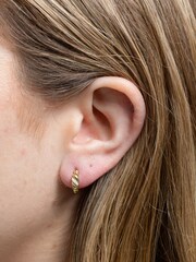 Inicio Gold Tone Opal Hoop Earrings - Image 2 of 3