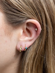 Inicio Gold Tone Opal Hoop Earrings - Image 3 of 3