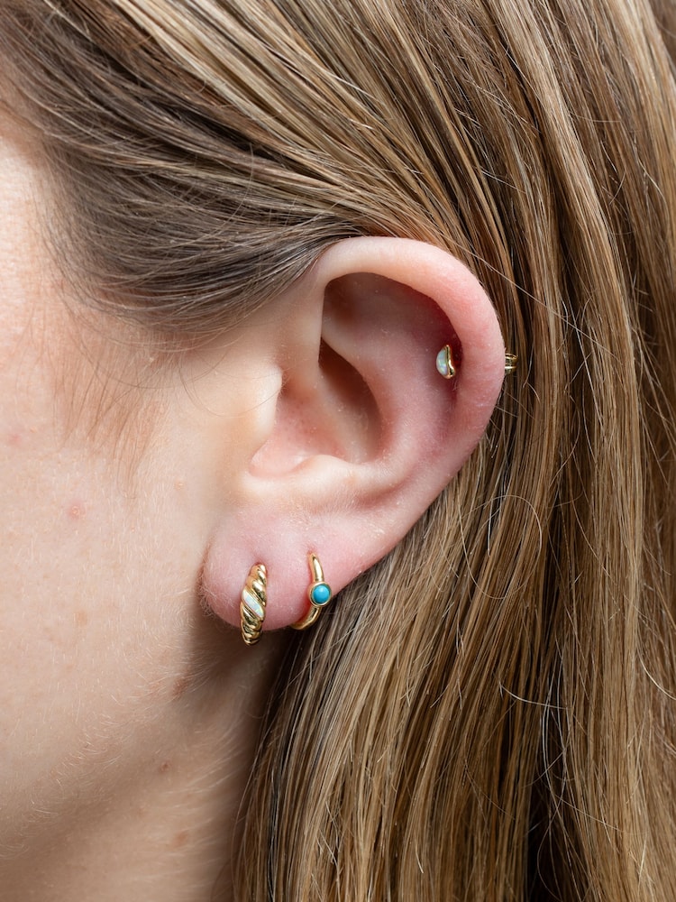 Inicio Gold Tone Opal Hoop Earrings - Image 3 of 3