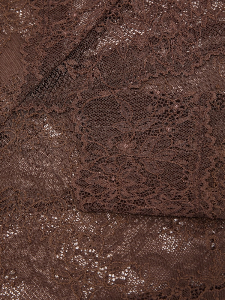 Reiss Mocha Brown Asher Lace Long-Sleeve High-Neck Top - Image 7 of 7 Reiss Mocha Brown Asher Lace Long-Sleeve High-Neck Top - Image 7 of 7